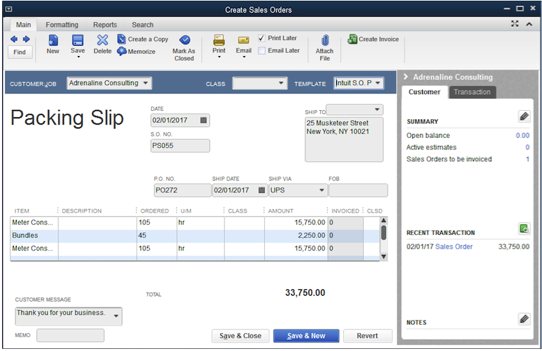 How To Create And Print Packing A Slip In QuickBooks