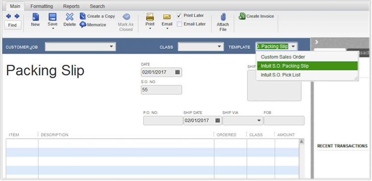 How To Create And Print Packing A Slip In Quickbooks